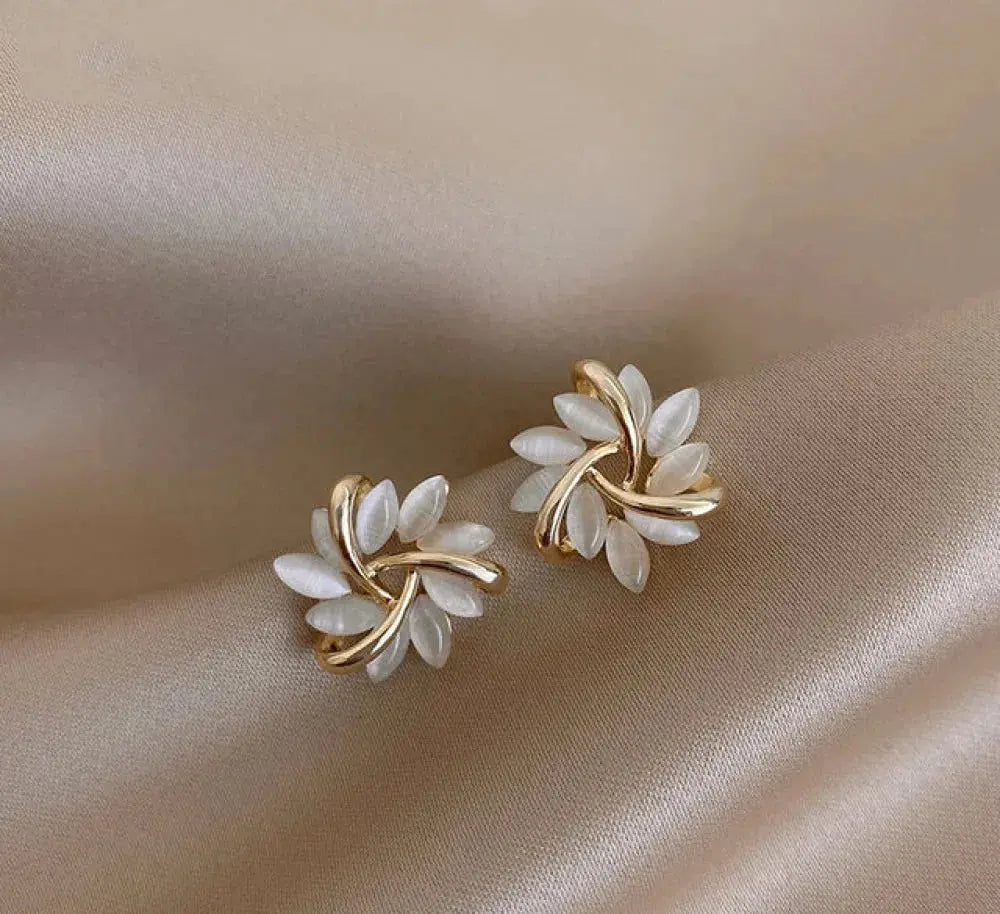 Elegant Opal Circle Bloom Earrings